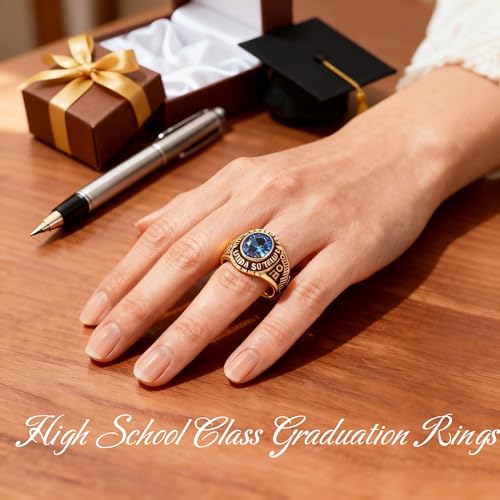 PhaedraOona Personalized Class Rings S925 - Custom Men Women Birthstone Graduation Ring Perfect High School Graduation Gift for 2026