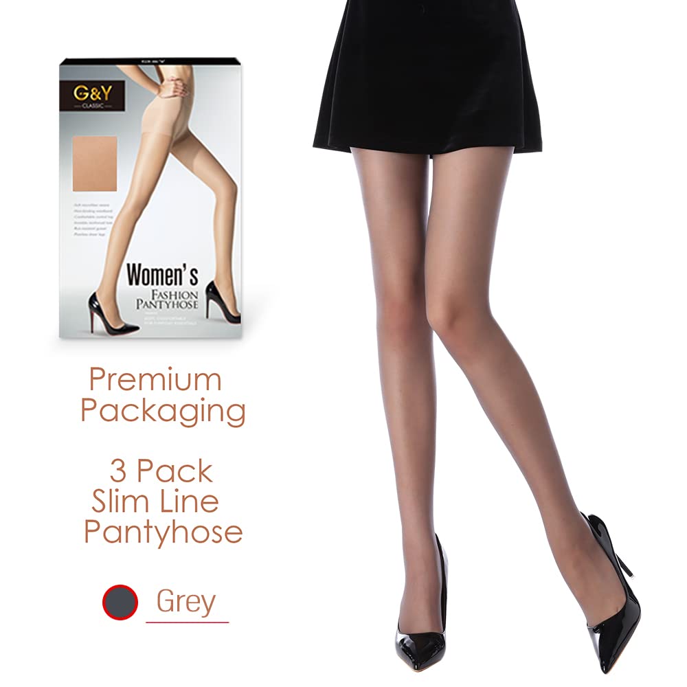 Women's 20D Sheer Control Top Pantyhose - 3 Pack Ultra Thin Tights with Reinforced Toes