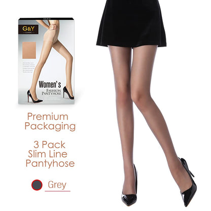 Women's 20D Sheer Control Top Pantyhose - 3 Pack Ultra Thin Tights with Reinforced Toes