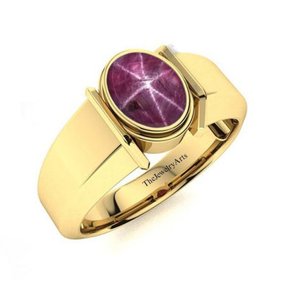 TheJewelry Arts Man Star Ruby Ring, Wedding Ring, Natural Star Ruby Ring, 925 Silver Ring, Stackable Ring, Birthstone Ring, Anniversary Gift Ring