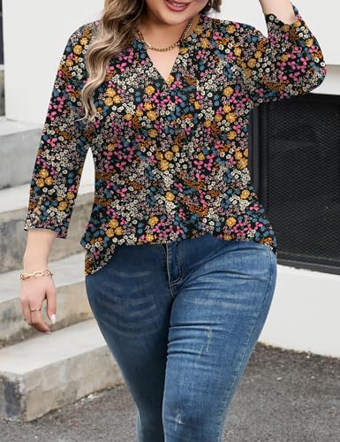 TFSDOD Plus Size Spring Clothes for Women 3/4 Length Sleeve Summer Tops Plus Size Womens Blouses Fashion Clothing Outfits 2026 3X