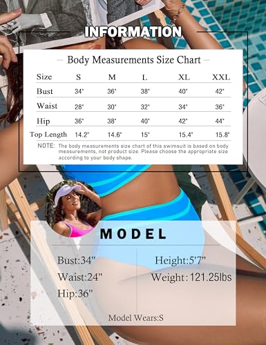BMJL Women's High Waisted Bikini Sets Sporty Two Piece Swimsuits Color Block Cheeky High Cut Bathing Suits(M,Blue)
