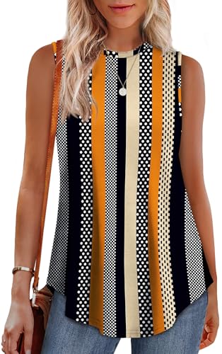OFEEFAN Business Casual Outfits for Women Plus Size Plus Size Tank Tops for Women 3X Fashion Clothing Womens Summer Clothes 2025 Stripe Dot Print