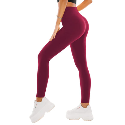 High Waisted Leggings for Women - Buttery Soft Yoga Pants with Tummy Control Full Length XX-Large Wine Red