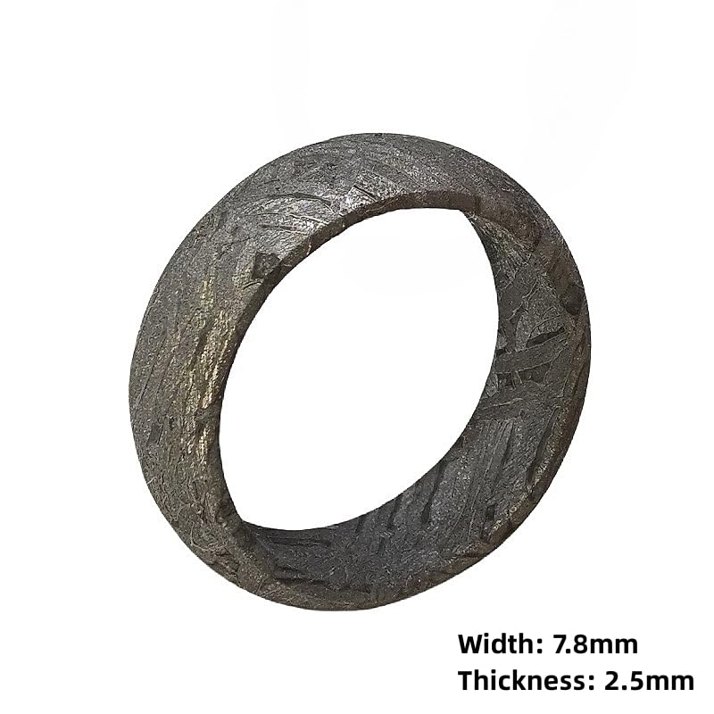 Handcrafted Meteorite Ring, 7.8mm Width, Natural Westenden Pattern, Altai Iron (Size: 9.5)
