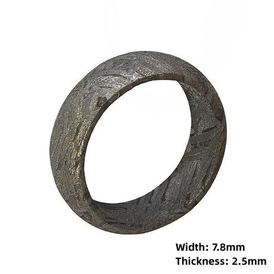 Handcrafted Meteorite Ring, 7.8mm Width, Natural Westenden Pattern, Altai Iron (Size: 9.5)