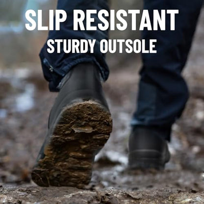 ANGRYRAM Steel Toe Slip on Work Boots for Men Waterproof Slip Resistant Fire Station Mechanic Boots Comfortable Construction Chelsea Safety Shoes