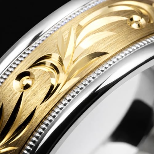 Alain Raphael two-tone 10K yellow gold & sterling silver 8 millimeters wide wedding band ring