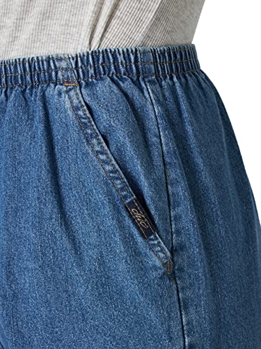 Chic Classic Collection womens Cotton Pull-on Pant With Elastic Waist Jeans, Destruction Blue Denim, 8 Petite US
