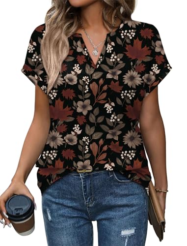 Womens Tops Dressy Casual V Neck Short Sleeve Shirts Fashion Clothing Spring Business Casual Outfits Plus Size Maternity Clothes XL