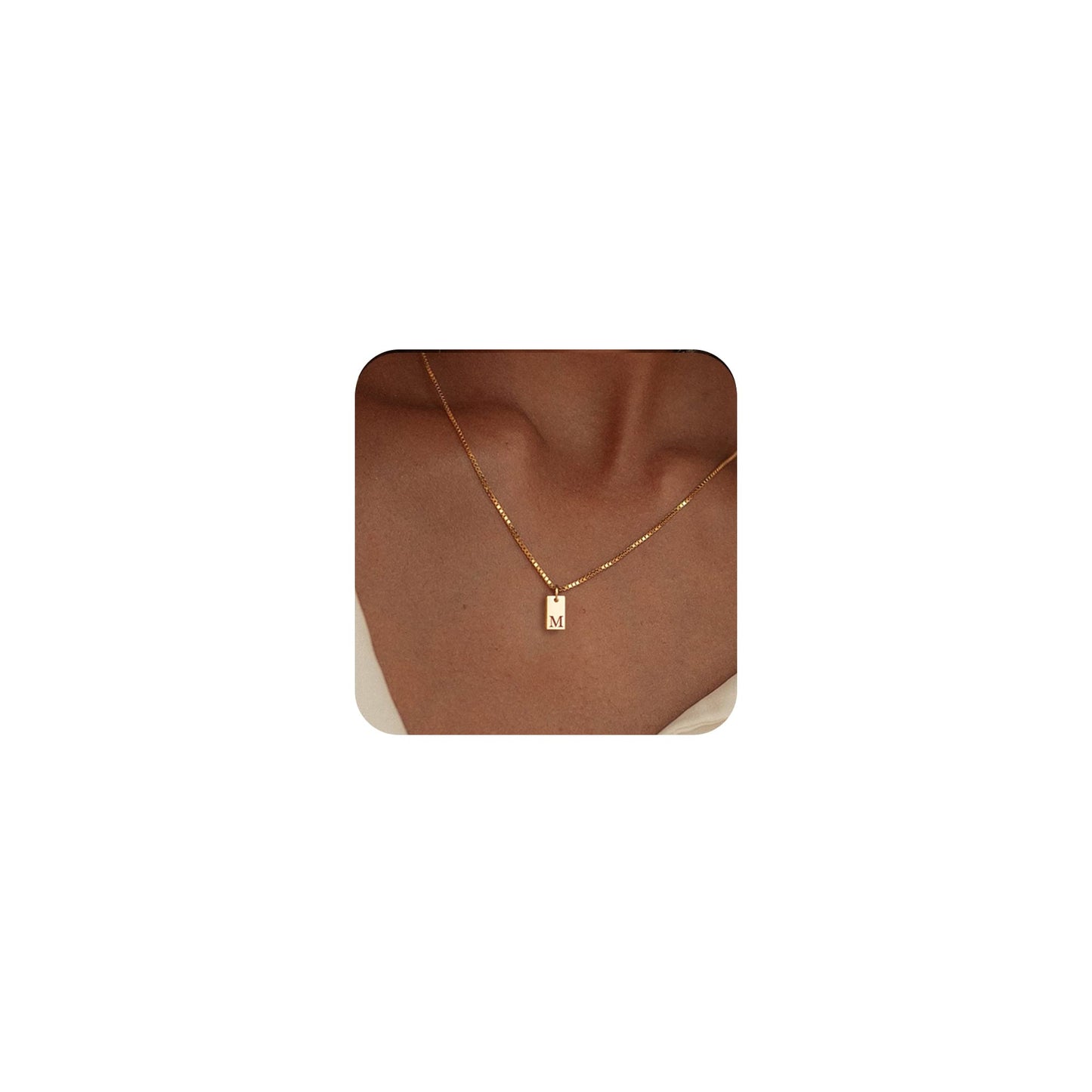 14K Gold Plated Initial Letter Necklace - Personalized Dainty Name Pendant M