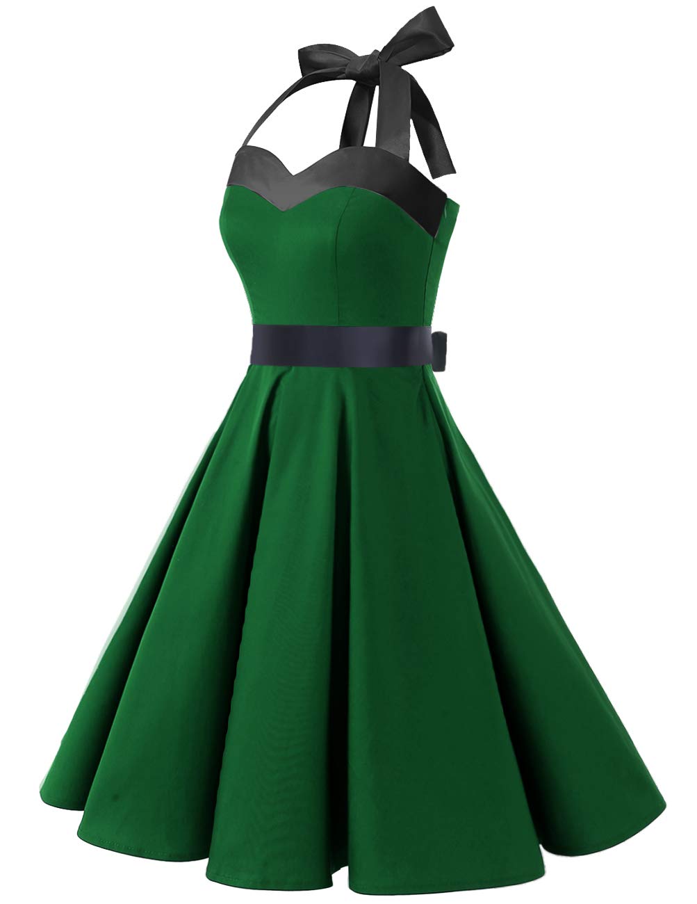 Vintage 1950s Cocktail Dress - Retro Halter Swing Dress for Party & Wedding