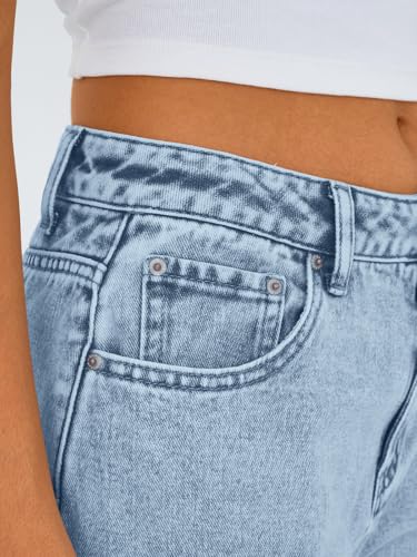 Trendy Queen Women's High Waisted Straight Wide Leg Jeans, Comfort Stretch Baggy Denim Pants SBlue 10