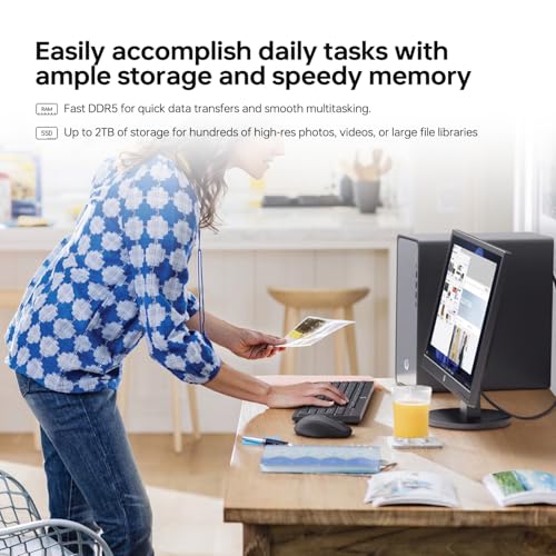 HP Envy Next Brand OmniDesk M02 Premium Business Desktop, i5-14400, 32GB DDR5, 1TB SSD, Wi-Fi 6, W11P, Wired KB & M, Copilot & AI-Ready, Support 3-Display & 4K, Bundle with ADATA 512GB External SSD