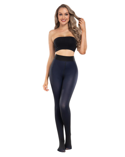 CHRLEISURE Women's Fleece Lined Tights - Fake Sheer Warm Pantyhose Thick Winter Leggings