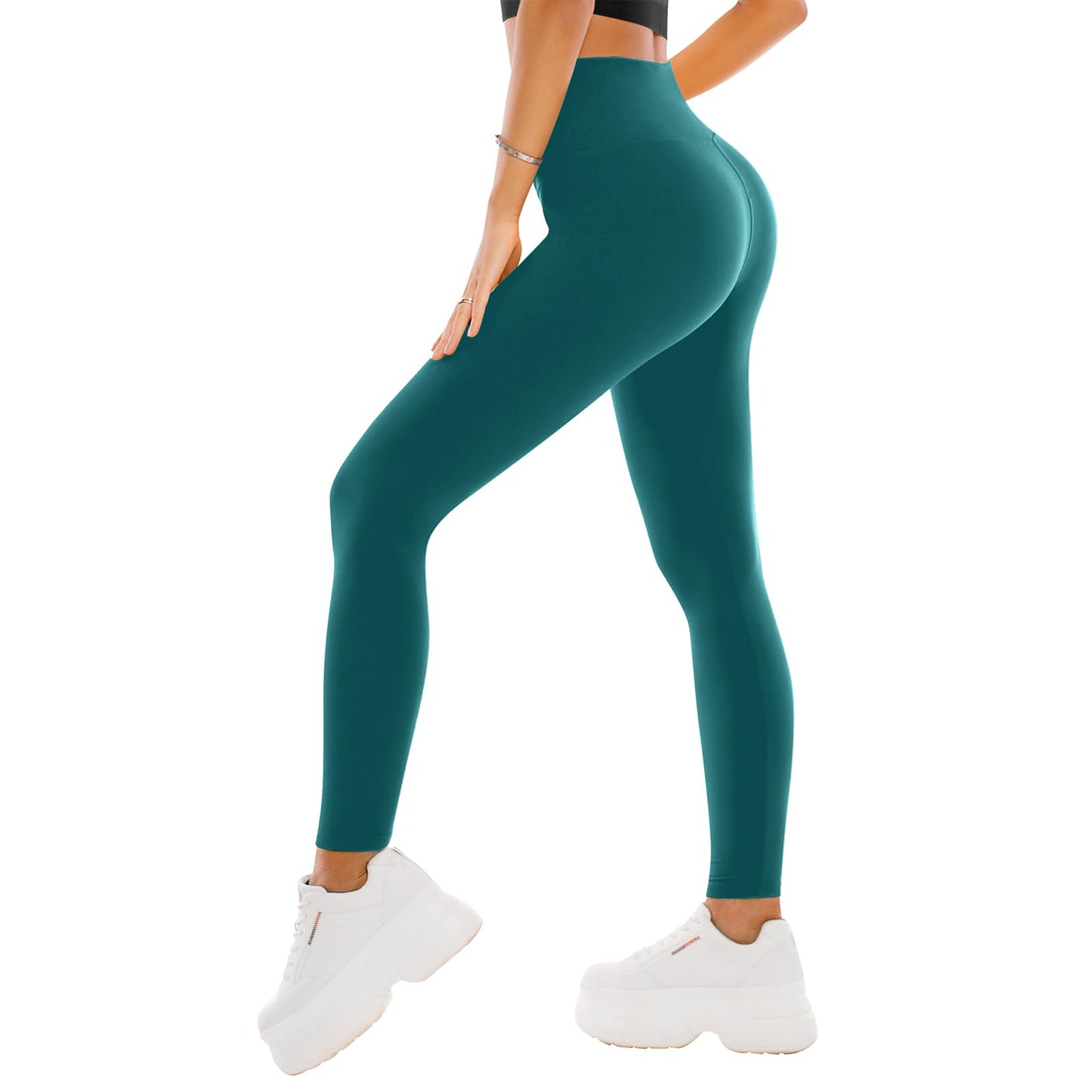High Waisted Leggings for Women - Buttery Soft Yoga Pants with Tummy Control Full Length Teal