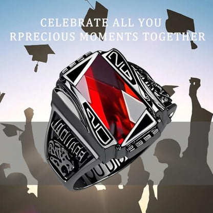 Lypic Personalized Mens Class Ring 925 Sterling Silver High School Ring Custom Graduation Rings for Men Black 4