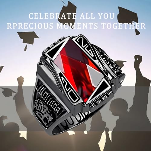 Lypic Personalized Mens Class Ring 925 Sterling Silver High School Ring Custom Graduation Rings for Men Black 4