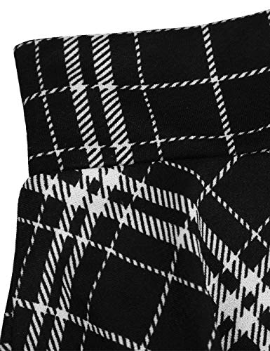 DJT FASHION Shorts for Women Basic Versatile Skorts Casual Stretchy Flared Skater Golf Tennis Mini Skirts with Shorts X-Large Black Plaid