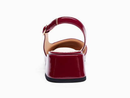 Coutgo Womens Chunky Low Heels D'Orsay Slingback Pumps Closed Square Toe Work Office Dress Shoes, Burgundy, Size 10