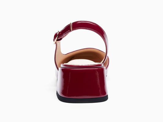 Coutgo Womens Chunky Low Heels D'Orsay Slingback Pumps Closed Square Toe Work Office Dress Shoes, Burgundy, Size 10