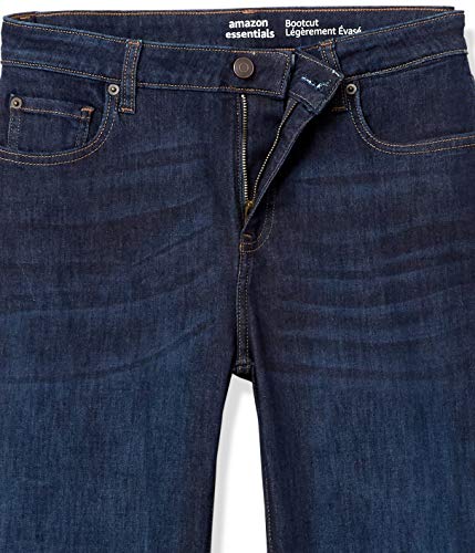 Amazon Essentials Women's Mid-Rise Stretchy Slim Bootcut Jeans, Dark Wash, 4 Short