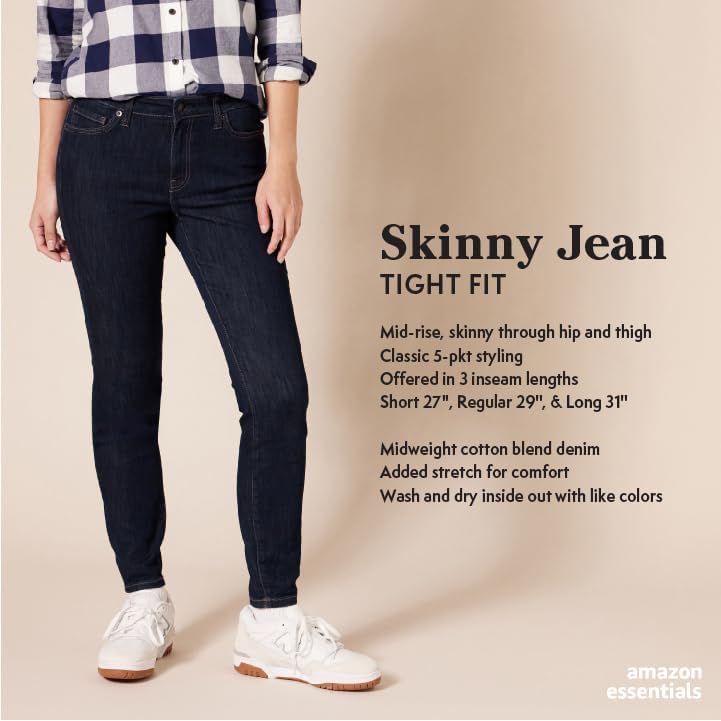 Amazon Essentials Women's Mid-Rise Stretchy Skinny Jeans, Light Olive, 10