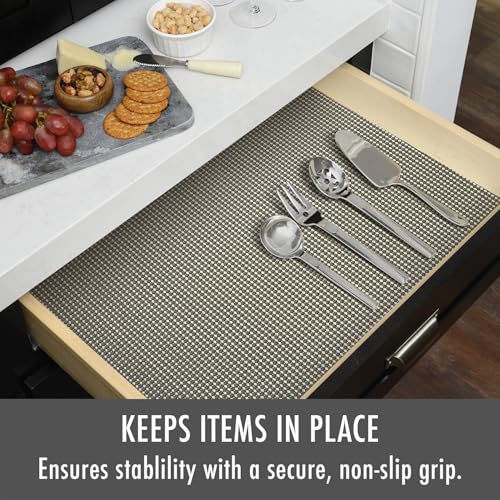 Con-Tact Brand Beaded Grip Durable Non-Adhesive Non-Slip Shelf and Drawer Liner, 12" x 20', Cool Gray