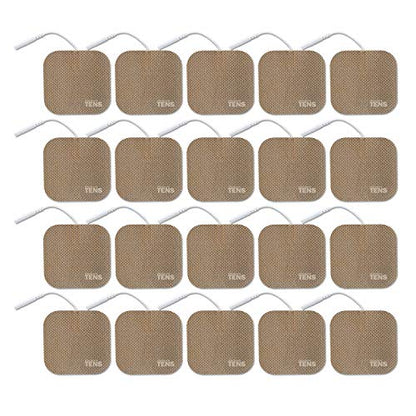 Discount TENS Brand - Premium Replacement Electrodes Compatible with TENS 7000 – 20 Pack (2"x2" Self-Adhesive Wired Pads), Durable Reusable TENS Unit Electrode Pads with 2mm Pin Connector