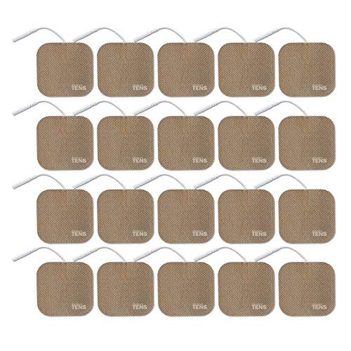 Discount TENS Brand - Premium Replacement Electrodes Compatible with TENS 7000 – 20 Pack (2"x2" Self-Adhesive Wired Pads), Durable Reusable TENS Unit Electrode Pads with 2mm Pin Connector