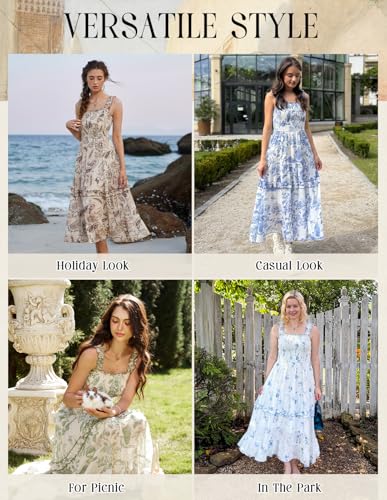 Women Summer Dresses 2026 Sundresses Sleeveless Midi Flowy Floral Dress Green L