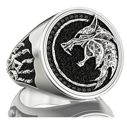 EZUY GNAY Mens Punk Wolf Head Ring Stainless Steel Silver Viking Nordic Wolf Ring Cool Bands Animal Wolf Biker Xmas Jewelr Gift For Men Size 12