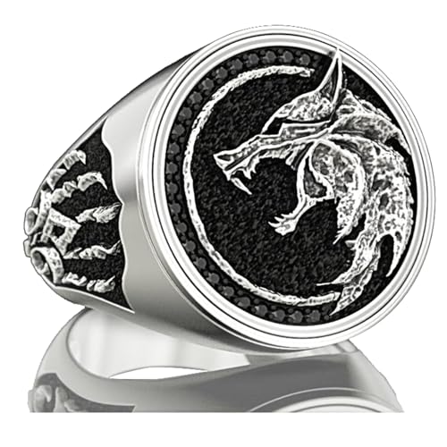 EZUY GNAY Mens Punk Wolf Head Ring Stainless Steel Silver Viking Nordic Wolf Ring Cool Bands Animal Wolf Biker Xmas Jewelr Gift For Men Size 12