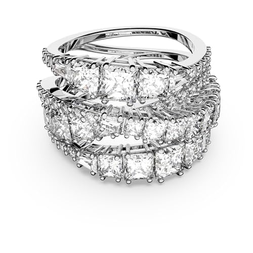 Swarovski Hyperbola Ring, Mixed Cuts, Clear, Rhodium Finished; Size: Us 7; Eu 55