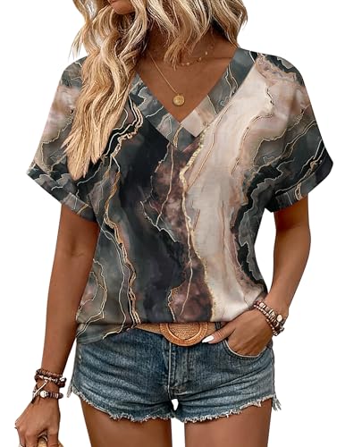 Zeagoo Womens Summer Tops Casual V Neck T-Shirts Short Sleeve Blouses Dressy Cute Mother s Day Gifts 2026