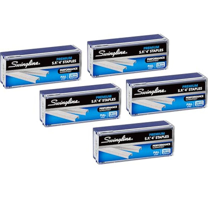 Swingline Staples, 5 Pack, S.F. 4, Premium, 1/4" Length, 210/Strip, 5000/Box (35481)