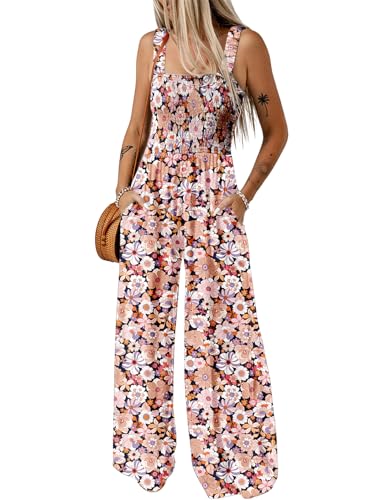 Dokotoo Womens Plus Size Black Jumpsuits for Women Overalls Loose Casual Wide Leg One Piece Sleeveless Printed Jumpsuit Long Pant Rompers with Pockets X-Large