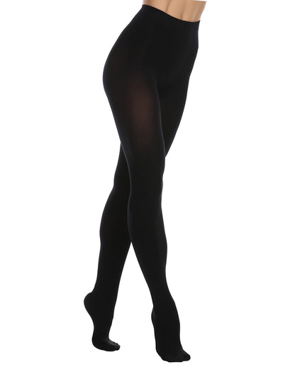 Women's 80 Den Opaque Tights - Soft Microfiber Pantyhose with 3D Stretch Technology Totally Black