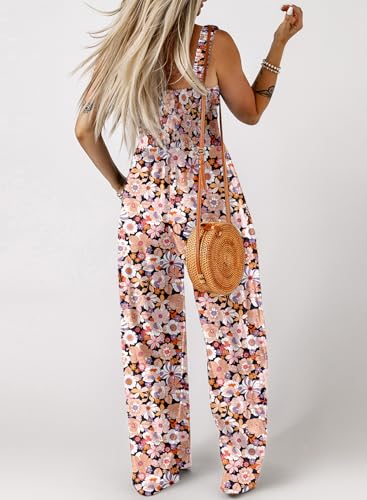 Dokotoo Womens Plus Size Black Jumpsuits for Women Overalls Loose Casual Wide Leg One Piece Sleeveless Printed Jumpsuit Long Pant Rompers with Pockets X-Large