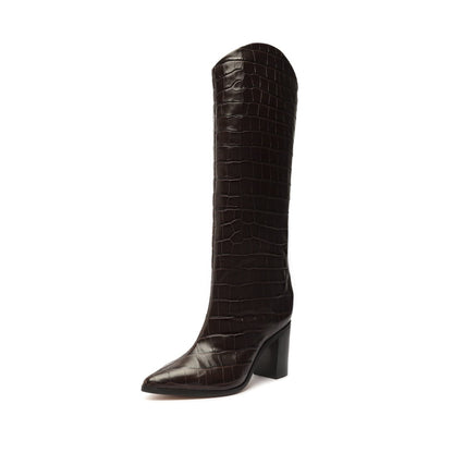 SCHUTZ Women's Maryana Block Boots, Dark Chocolate, Brown, 6 Medium US