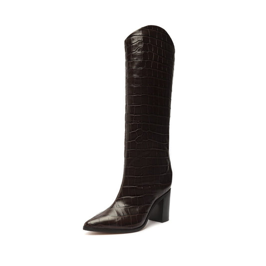 SCHUTZ Women's Maryana Block Boots, Dark Chocolate, Brown, 6 Medium US