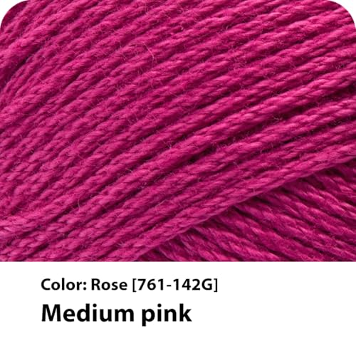 Lion Brand Yarn, 24/7 Cotton Mercerized Lightweight Yarn for Knitting, Crochet, and Crafts, Rose, 1 Pack, 185 Yards of Natural Fiber for Breathable Tops, Durable Bags, and Easy-Care Dish Cloths