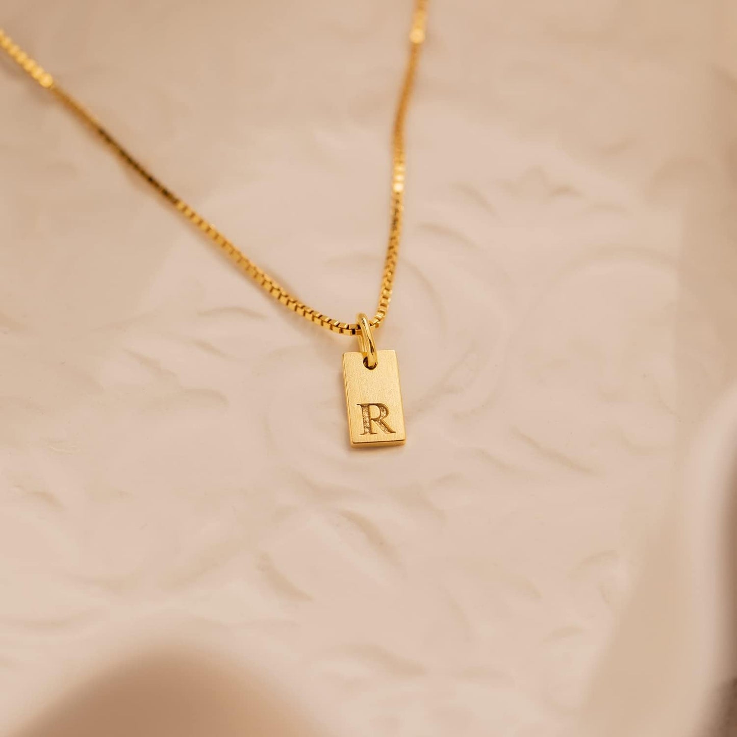 14K Gold Plated Initial Letter Necklace - Personalized Dainty Name Pendant