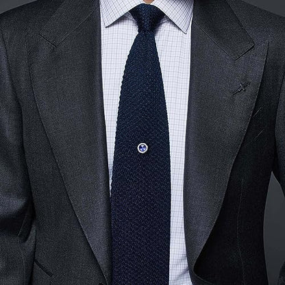 HAWSON Mens Tie Tack With Chain Round Crystal Wedding Business Accessories (202466)