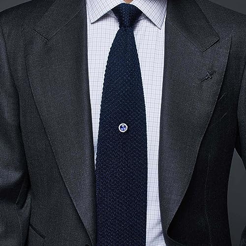 HAWSON Mens Tie Tack With Chain Round Crystal Wedding Business Accessories (202466)