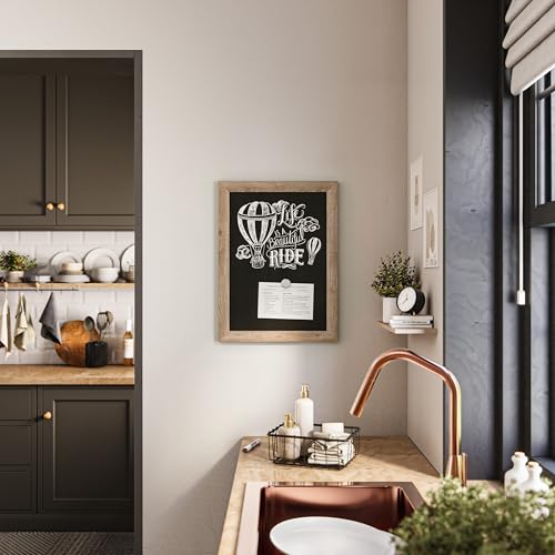 U Brands Magnetic Chalkboard, 24" x 18", Rustic Wood Style Frame, Premium Matte Surface, Includes Marker