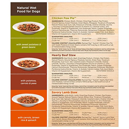 Nutrish Rachael Ray Premium Natural Wet Dog Food, Savory Favorites Variety Pack, 8 Ounce Tub (Pack of 6)