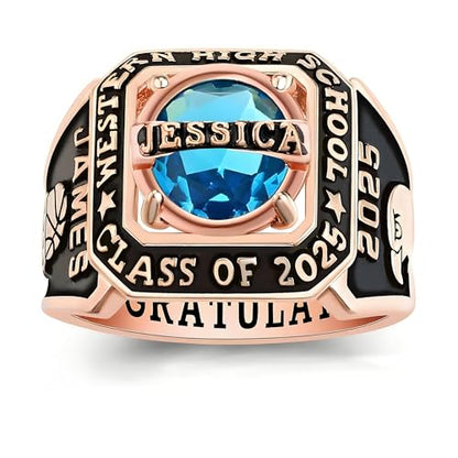 QHQPQ Class Rings for Men High School 925 Sterling Silver Graduation Name Ring Customizable Personalized University College Custom Ring Class of 2025 Graduation Gifts Sizes 5-15