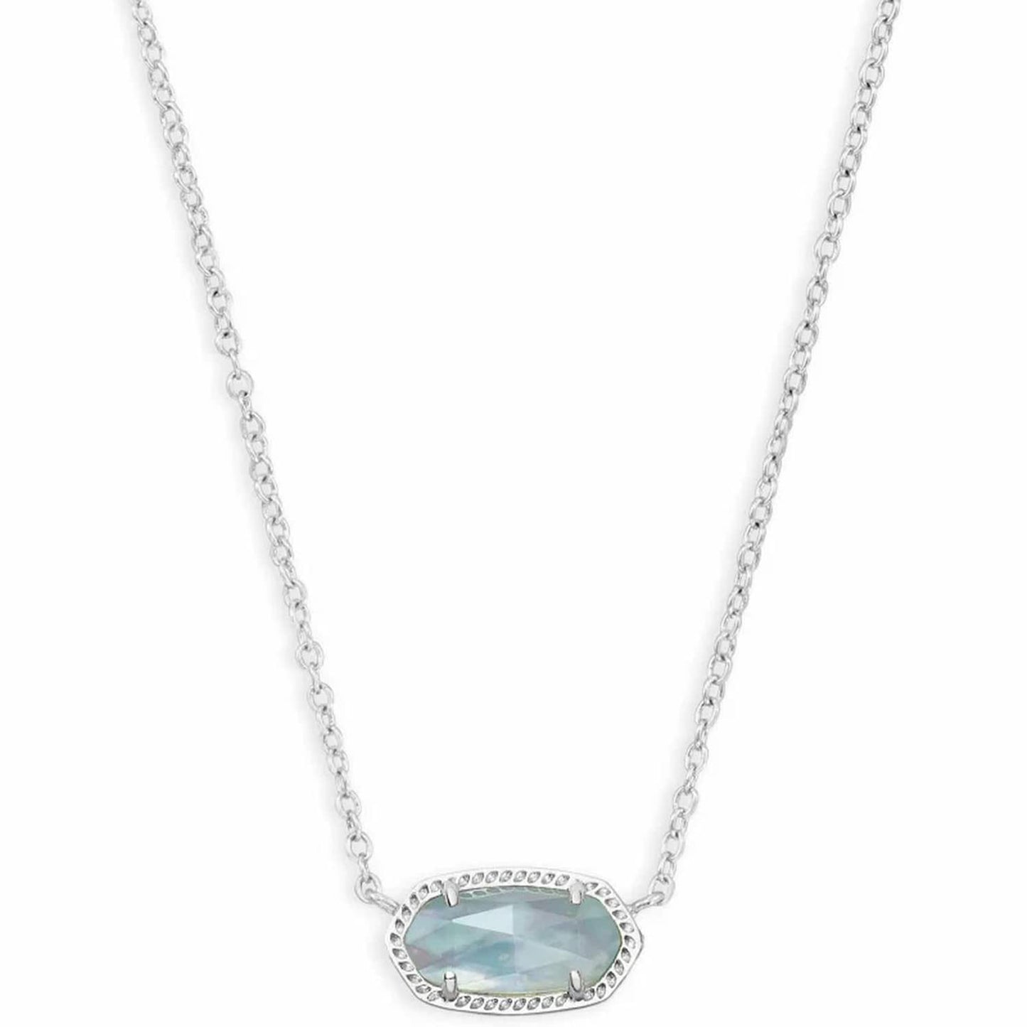 Kendra Scott Elisa Pendant Necklace - 14k Gold Plated Delicate Fashion Jewelry for Women RHODIUM - LIGHT BLUE ILLUSION