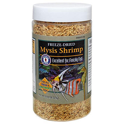 San Francisco Bay Brand Freeze-Dried Mysis Shrimp - Premium Fish Food, Tropical Fish Food, Shrimp Food - Ideal for Freshwater and Saltwater Fish, Cichlids, Angels, Seahorses - 0.88 oz (25g)